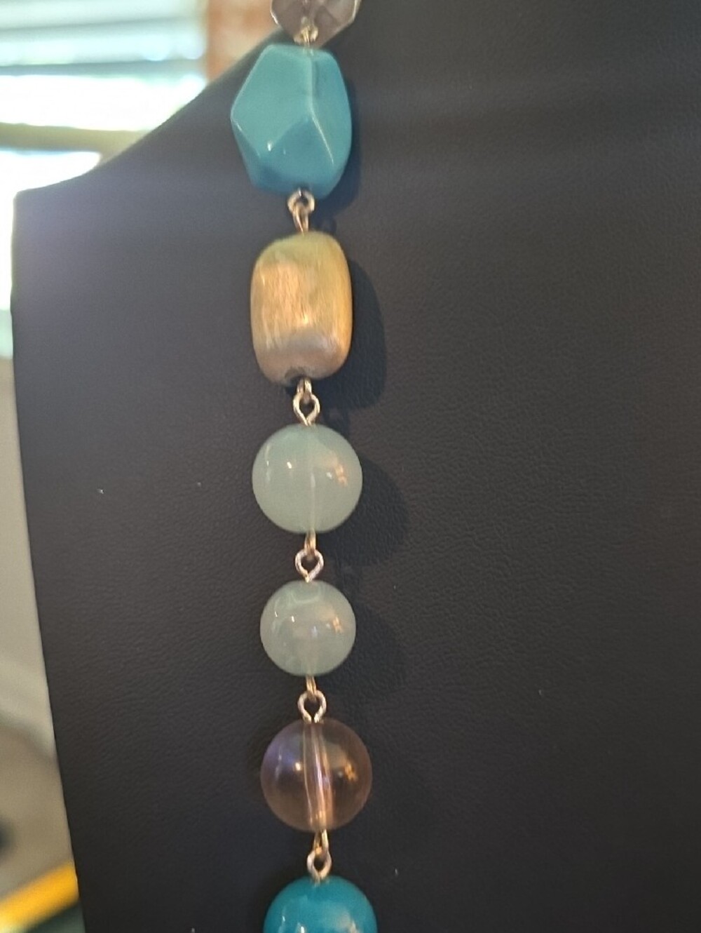 Artisan Blue Bead Long-Strand Necklace - Picture 4 of 9
